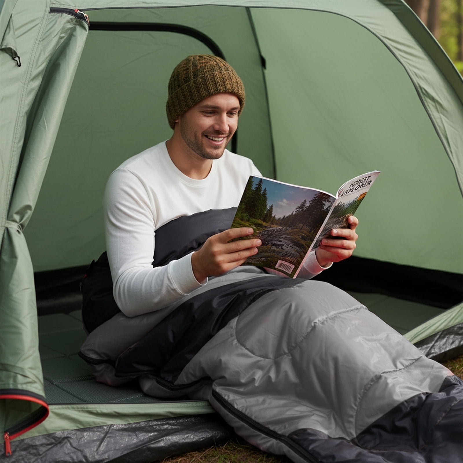 Lightweight Waterproof Sleeping Bag for Backpacking & Hiking, Compact Envelope Design for Warm & Cool Weather, Portable for Camping, Travel, and Outdoor Use - Gray - Image 9