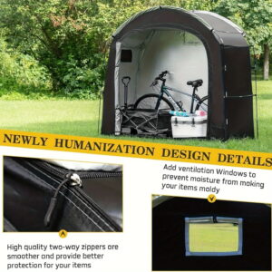 Upgrade and thicken waterproof bicycle storage tent, with 30% super ceiling space, anti storm and anti ultraviolet, universal for 2-5 bicycles, easy to install