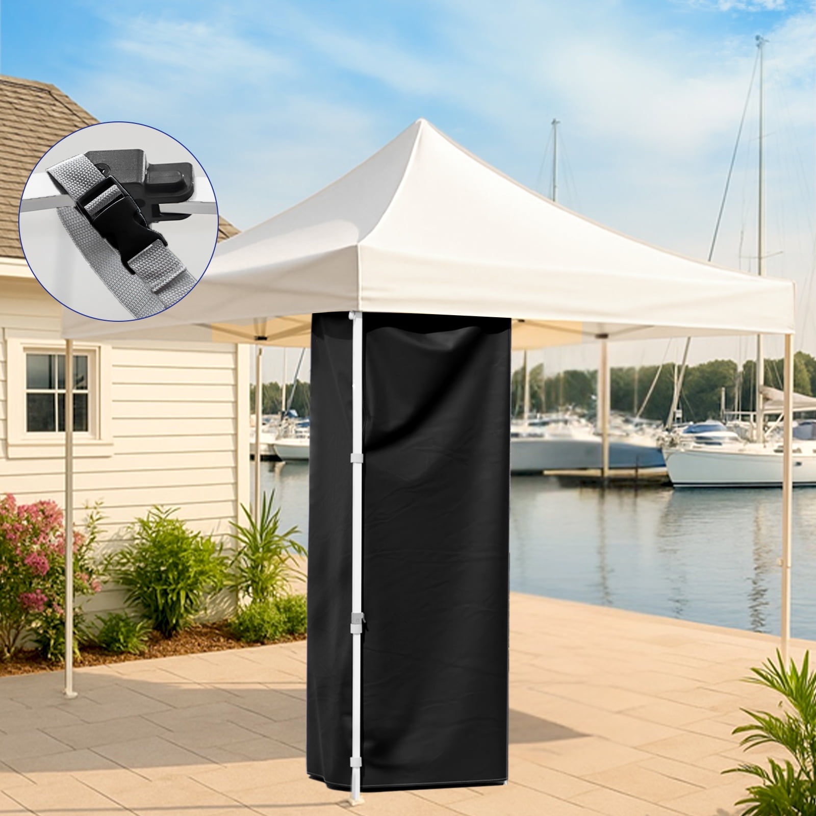EAGLE PEAK Portable Privacy Tent Changing Room for Pop-up Canopy Fits Canopies with Cross Bars Outdoor Hanging Privacy Curtain, Black - Image 6