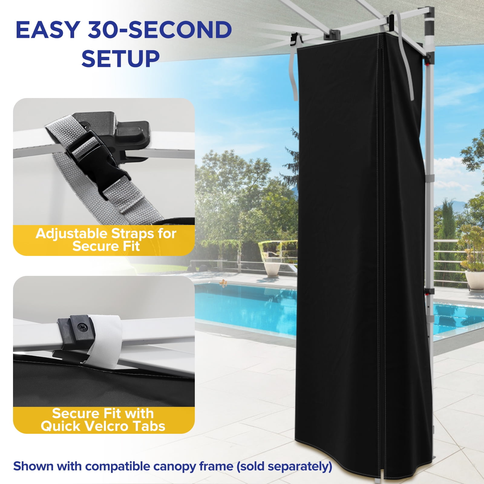EAGLE PEAK Portable Privacy Tent Changing Room for Pop-up Canopy Fits Canopies with Cross Bars Outdoor Hanging Privacy Curtain, Black - Image 7